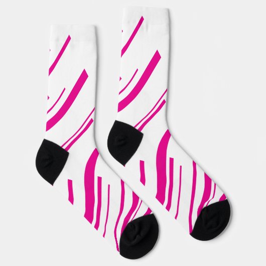 マゼンダと白の対角線 ソックス (右)