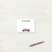 マゼンダの女の子/ピンクカーポストItメモ ポストイット (デスク上)