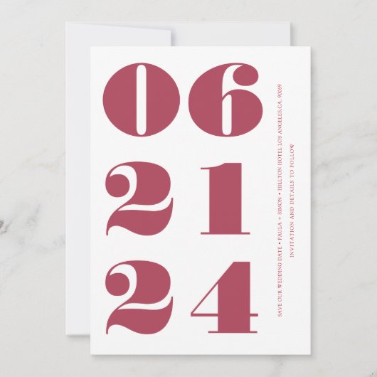 マゼンダエレガントクのクモダンリアとミニマル 招待状 (正面)