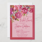 マゼンダエレガントブルゴーニュ牡丹ブライダルシャワー 招待状 (正面)