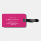 マゼンダエレガントーピンク白色モノグラムスクリプト名 ラゲッジタグ (裏面横)