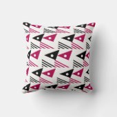 マゼンダカスタムブラック民族幾何三角形 クッション (裏面)