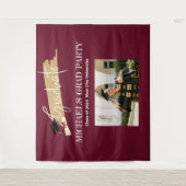 マゼンダシンプルー卒業写真ブース背景 タペストリー (正面)