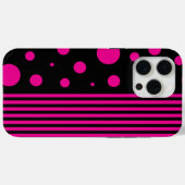 マゼンダストライプーとブラックの斑点と色 Case-Mate iPhoneケース (裏面 (横))