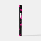 マゼンダストライプーとブラックの斑点と色 iPhoneケース (右側面)