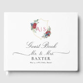 マゼンダバラ植物株結婚式モノグラム ゲストブック (正面)