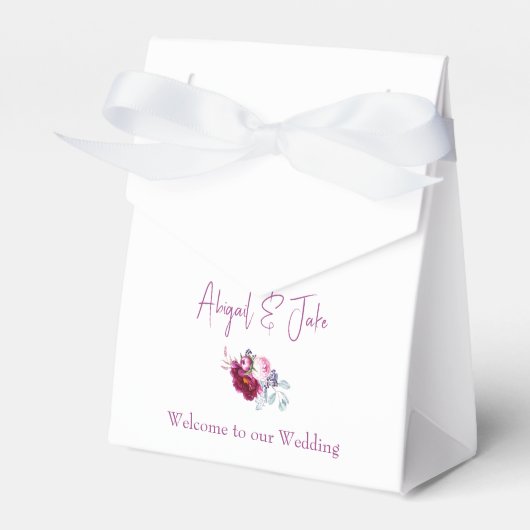 マゼンダフローラシャンパーニュ結婚ホワイト フェイバーボックス (正面サイド)