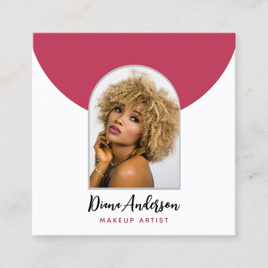 マゼンダモダンフォトアーチ化粧美しい業界 スクエア名刺 (正面)