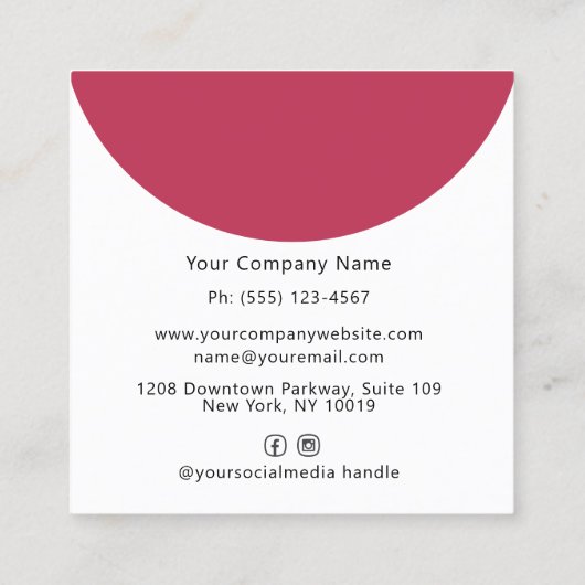マゼンダモダンフォトアーチ化粧美しい業界 スクエア名刺 (裏面)