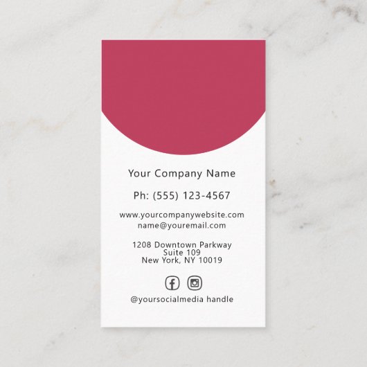 マゼンダモダンフォトアーチ化粧美しい業界 名刺 (裏面)