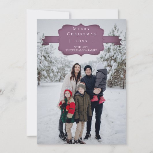 マゼンダモダンーおよびシンプルクリスマスフォトカード シーズンカード (正面)