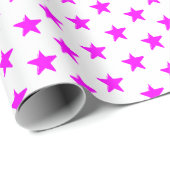 マゼンダモダンーピンクと白の星模様 ラッピングペーパー (ロールコーナー)