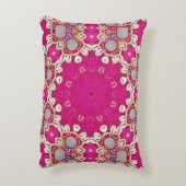 マゼンダ明るい赤紫色トライバルヒッピー アクセントクッション (裏面(縦))