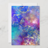 マゼンダ王室のーブルーファイヤーオパール金ゴールド50誕生日 招待状 (裏面)