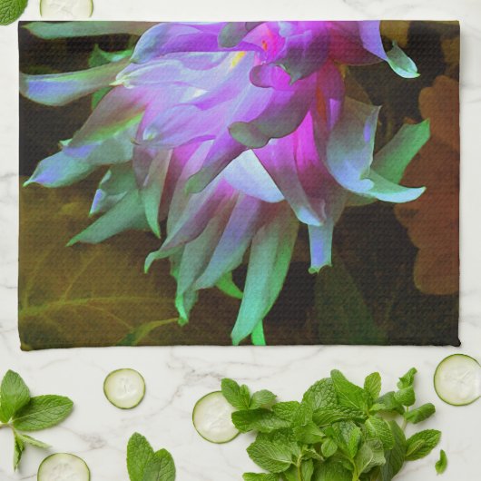 マゼンダ素晴らしーグリーンサボサボダリア キッチンタオル (折り畳み)