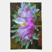 マゼンダ素晴らしーグリーンサボサボダリア キッチンタオル (縦)