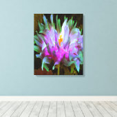 マゼンダ素晴らしーグリーンサボサボダリア キャンバスプリント (インサイチュ (ウッドフロア))