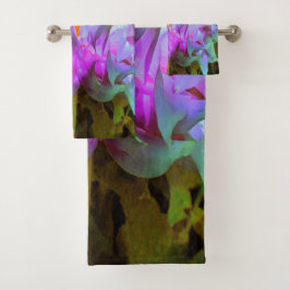 マゼンダ素晴らしーグリーンサボサボダリア バスタオルセット