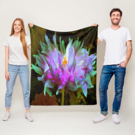 マゼンダ素晴らしーグリーンサボサボダリア フリースブランケット