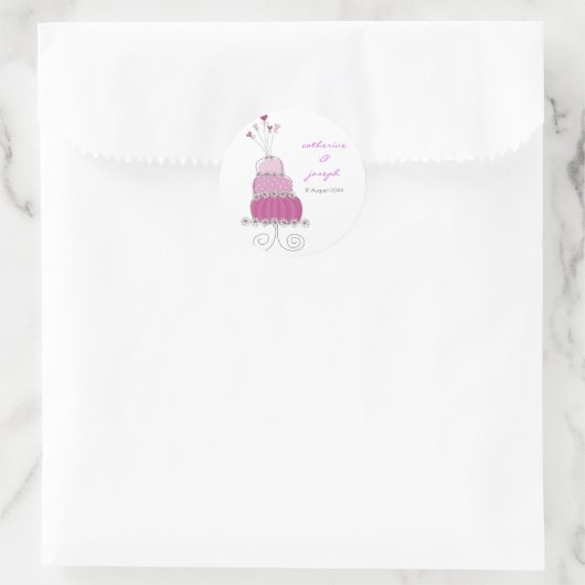 マゼンダ結婚ーズケーキギフトラベルシール ラウンドシール (バッグ)
