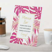 マゼンダ金ゴールド葉熱帯結婚ブライダルシャワー 台座サイン (インサイチュ)