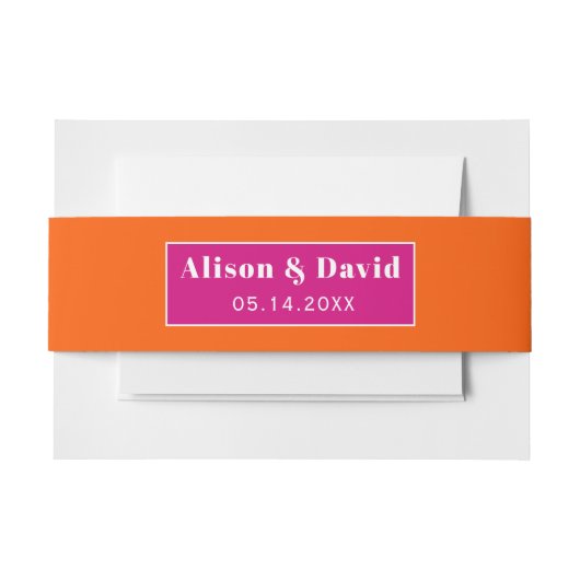 マゼンダ鮮やかーとオシンプルレ結婚ンジ 招待状ベリーバンド (正面例)