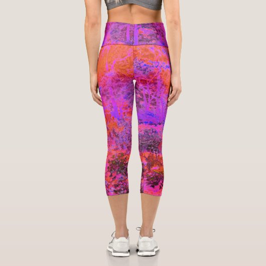 マゼントリップ(幻覚体験)のようなタとオレンジの印象派庭園 カプリレギンス (裏面)