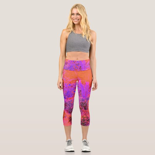 マゼントリップ(幻覚体験)のようなタとオレンジの印象派庭園 カプリレギンス (正面)