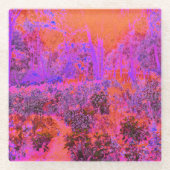 マゼントリップ（幻覚体験）のようなタとオレンジの印象派庭園 ガラスコースター (正面)