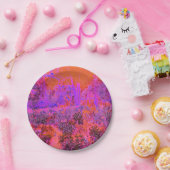 マゼントリップ（幻覚体験）のようなタとオレンジの印象派庭園 ペーパープレート (パーティー)