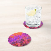 マゼントリップ（幻覚体験）のようなタとオレンジの印象派庭園 ラウンドペーパーコースター (インサイチュ)