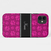 マゼンパーソナライズされたタピンクの犬の手のプリントの名前 Case-Mate iPhoneケース (裏面(横))