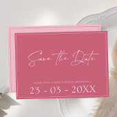 マゼンミニマルタピンクのスクリプトウェディング日付の保存 セーブザデート