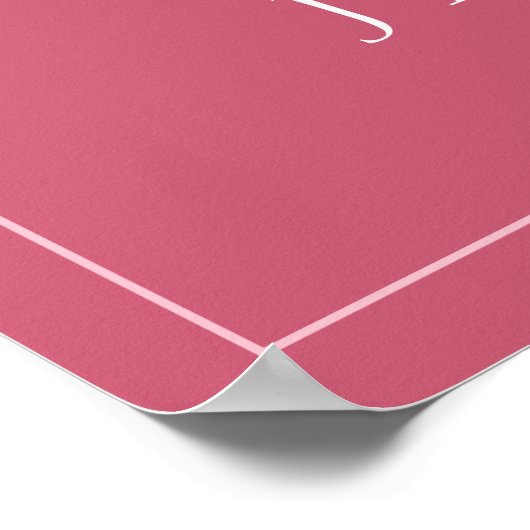 マゼンミニマルタピンクのスクリプ結婚トのウェルカムサイン ポスター (角)