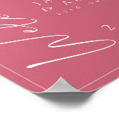 マゼンミニマルタピンクのスクリプ結婚トのウェルカムサイン ポスター (角)