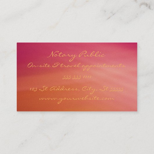 マゼンモダンタオレンジ抽象芸術金ゴールドモノグラム 名刺 (裏面)