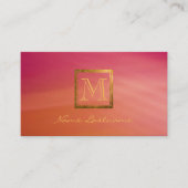 マゼンモダンタオレンジ抽象芸術金ゴールドモノグラム 名刺 (正面)