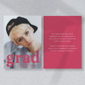 マゼンモダンタタイポグラフィ写真卒業 案内状