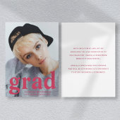 マゼンモダンタタイポグラフィ写真卒業 案内状