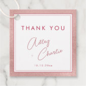 マゼンモダンタバラ金ゴールドミニマル結婚式の引き出物ラベル フェイバータグ (正面)