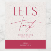 マゼンモダンタパーソナライズされたン結婚ボトル ワインラベル (シングルラベル)