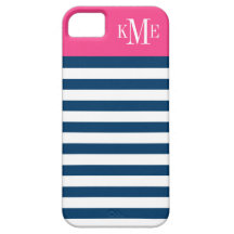 マゼンモダンタピンクネイビーストライプズカスタムモノグラム