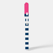 マゼンモダンタピンクネイビーストライプズカスタムモノグラム Case-Mate iPhoneケース (裏面 / 左)