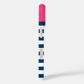 マゼンモダンタピンクネイビーストライプズカスタムモノグラム Case-Mate iPhoneケース (裏面 / 右)