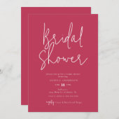 マゼンモダンタピンクブライダルシャワー 招待状 (正面/裏面)