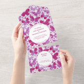 マゼンモダンタピンク水色バタフライ絵画ズ オールインワン招待状 (貼ってはがせる)