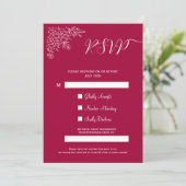 マゼンモダンタフローライスラムQRコードRSVPカード 招待状 (スタンド正面)