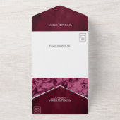 マゼンモダンタマーブルティール(緑がかった色)グリッター結婚ズ オールインワン招待状 (外側)