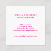 マゼンモダンタミニマリスト スクエア名刺 (裏面)