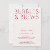 マゼンモダンタミニマルバブルとブリーズ婚約 招待状 (正面)